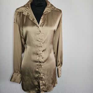 H&M Satin Button-Down Oversize Blouse